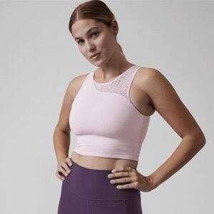 Athleta-Conscious Lace Crop Top Shasta Purple Lavender Built In Bra- Size Small